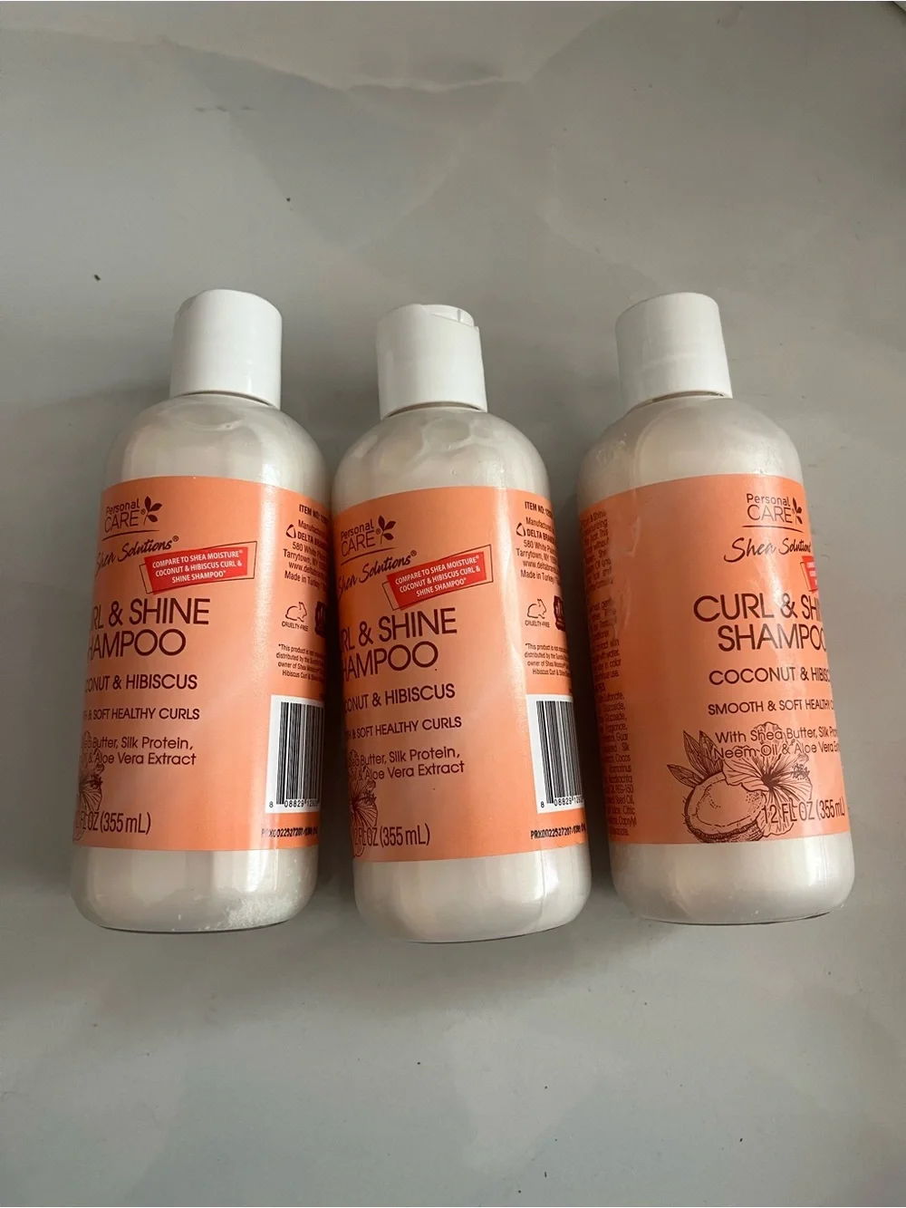 Persona Curl & Shine Shampoo Trio - Peach & White Bottles